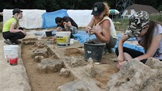 Archeologové se studenty z nkolika univerzit zachraují naruené mohylové...