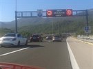 Kolony aut na chorvatské dálnici A1, tunel Sveti Rok (30.7.2016)