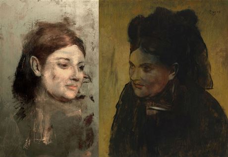 Pod Degasovým Portrétem eny (vpravo) se skrýval dalí portrét (vlevo), jeho...