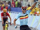 Belgický silniní cyklista Greg Van Avermaet v cíli olympijského závodu. (6....