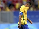 Brazilský fotbalový útoník Neymar opoutí hit po bezbrankové remíze s...