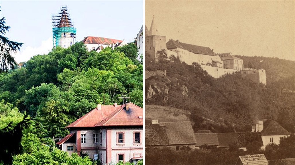 K�ivoklát na aktuálním snímku a kolem roku 1880