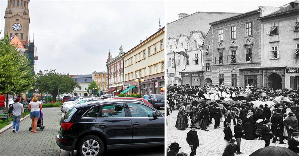 Prost�jov na aktuálním snímku a kolem roku 1890