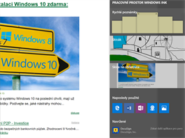 Hlavní novinka výroního updatu Windows 10 je píchod Pracovního prostoru...