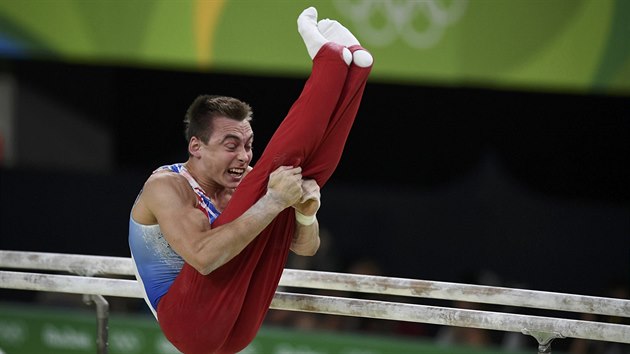 Český gymnasta David Jessen v neúspěšné kvalifikaci na olympijských hrách v Riu de Janeiro.