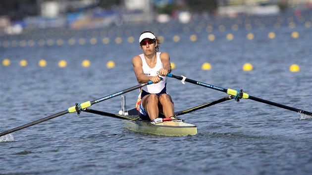 Skifaka Miroslava Topinkov Knapkov ve tvrtfinlov olympijsk jzd. (9. srpna 2016)