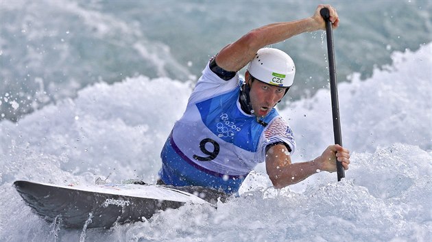 Kanoista Vtzslav Gebas vybojoval ve finle olympijskho zvodu ve vodnm slalomu tvrt msto. (9. srpna 2016)