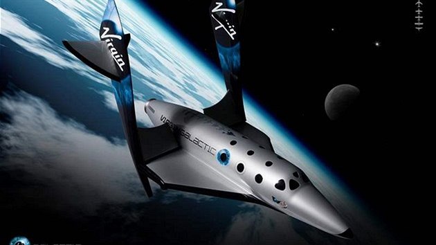 Model cestovnho raketoplnu SpaceShipTwo americk spolenosti Virgin Galactic