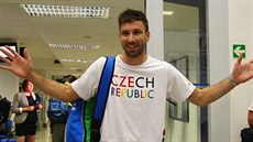 Badmintonista Petr Koukal se fotí ped odletem na olympijské hry do Ria.