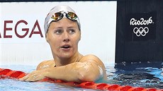 Martina Moravíková v olympijském závodu na 100 metr prsa. (7. srpna 2016)