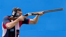 Český střelec David Kostelecký při olympijské kvalifikaci v Riu. (8. srpna 2016)