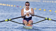 Skifa Ondej Synek ve tvrtfinálové olympijské jízd. (9. srpna 2016)