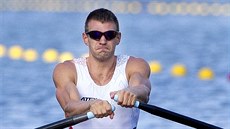 Skifař Ondřej Synek ve čtvrtfinálové olympijské jízdě. (9. srpna 2016)