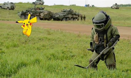 Tohle není bezpené místo pro lov pokémon, hlasájí slogany kanadské armády