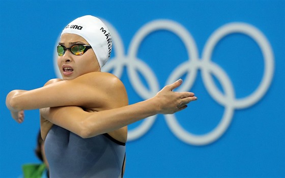 Plavkyn Jusra Mardiniová na olympijských hrách, kde startuje za tým uprchlík.