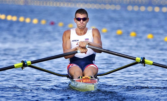 Skifa Ondej Synek ve tvrtfinálové olympijské jízd. (9. srpna 2016)