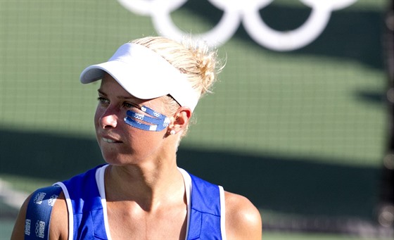 Andrea Hlaváková v utkání o olympijský bronz v deblu proti dvojici Barbora...