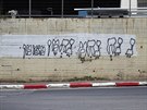 Graffiti Na Nach Nachma Nachman Meuman v izraelském městě Tiberias, rodišti...