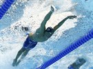 Americký plavec Michael Phelps plave v olympijském závod na 100 metr motýlek.