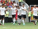 Fotbalisté Nmecka se radují ze vsteleného gólu ve tvrtfinákle olympijského...