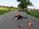 Traktorista nedal  u obce Smde pednost idice na motocyklu.