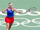 Tenistka Petra Kvitová v souboji o olympijské finále s Mónicou Puigovou z...