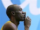 Jamajský sprinter Usain Bolt ped olympijským rozbhem na 100 metr. (13. srpna...