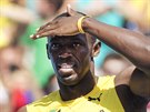 Jamajský sprinter Usain Bolt v olympijském závodu na 200 metr. (16. srpna 2016)