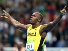 Jamajský sprinter Usain Bolt zvítzil v olympijském závodu na 200 metr. (19....