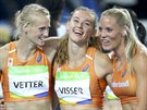 Nizozemské sedmibojaky (zleva) Anouk Vetterová, Nadine Visserová a...