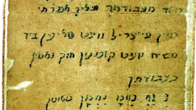 Dopis z nebes, kter dajn v roce 1922 rabn Odesser obdrel od rabna Nachmana.