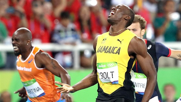 Jamajsk sprinter Usain Bolt zvtzil v olympijskm zvodu na 200 metr. (19. srpna 2016)