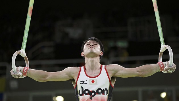 Japonsk sportovn gymnasta Kohei Uimura na olympijskch hrch v Riu.