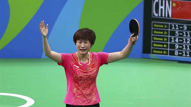 Ting Ning po vtzstv ve finle olympijskho turnaje stolnch tenistek v Riude Janeiro.