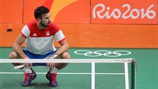 Badmintonista Petr Koukal v úvodním utkání na olympijských hrách v Riu. (11....