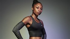 Americká sprinterka Allyson Felix se v Riu snaí napodobit Zátopka