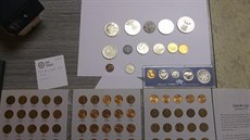 Ukázka cenných mincí, které slena s pítelem ukradli píbuzným.