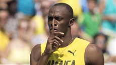Jamajský sprinter Usain Bolt v olympijském závodu na 200 metrů. (16. srpna 2016)