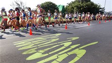 Anežka Drahotová (uprostřed) v olympijském závodu žen v chůzi na 20 km. (19....