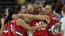 Srbské basketbalistky slaví vítězství nad Australankami v olympijském...