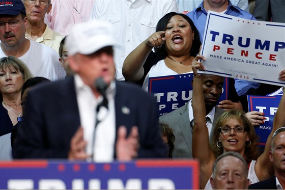 Donald Trump uspoádal pedvolební mítink v Michiganu (19. srpna 2016)