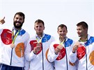 Bronzové medaile získali v Riu na kilometrové trati kajakái (zleva) Josef...
