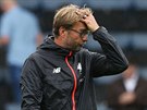 Zklamaný kou Liverpoolu Jürgen Klopp po prohe na hiti nováka z Burnley.