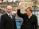 Ruský prezident Vladimir Putin a nmecká kancléka Angela Merkelová v...