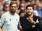 DEBATA TRENÉR. Mauricio Pochettino (vpravo), jen vede Tottenham, a Jürgen...