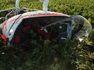 Pilot ultralehkého vrtulníku musel na Olomoucku nouzov pistát, pi dosednutí...