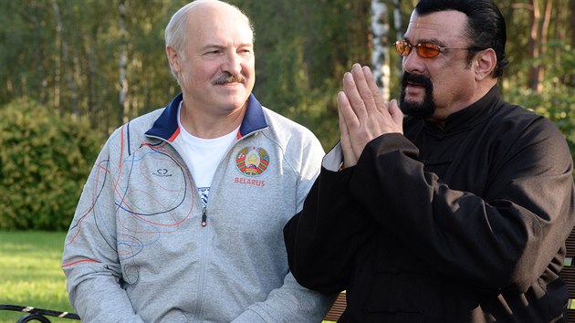 Hollywoodský herec Steven Seagal navštívil Alexandra Lukašenka (24. srpna 2016)