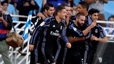 Fotbalisté Realu Madrid se radují ze vstřeleného gólu v prvním kole španělské...