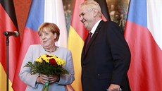 Prezident Milo Zeman pivítal na Hrad nmeckou kancléku Angelu Merkelovou