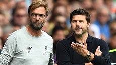 DEBATA TRENÉR. Mauricio Pochettino (vpravo), jen vede Tottenham, a Jürgen...